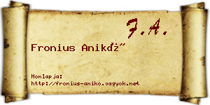 Fronius Anikó névjegykártya