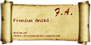 Fronius Anikó névjegykártya